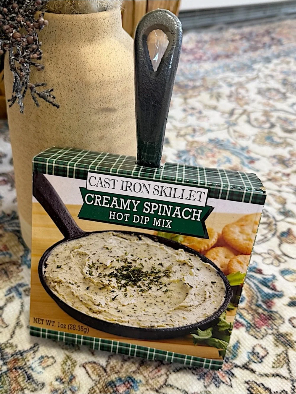 New Mini Cast Iron Skillet Gift Set with Creamy Spinach Hot Dip Mix